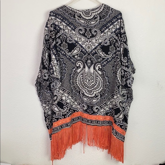 Nostalgia Boho Kimono Orange Fringe - Picture 8 of 8